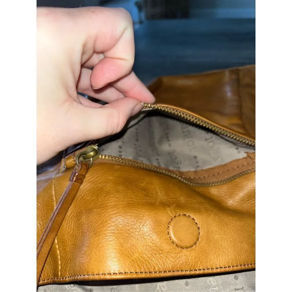 Margot Genuine Leather Foldover Hobo Handbag Crossbody Brown